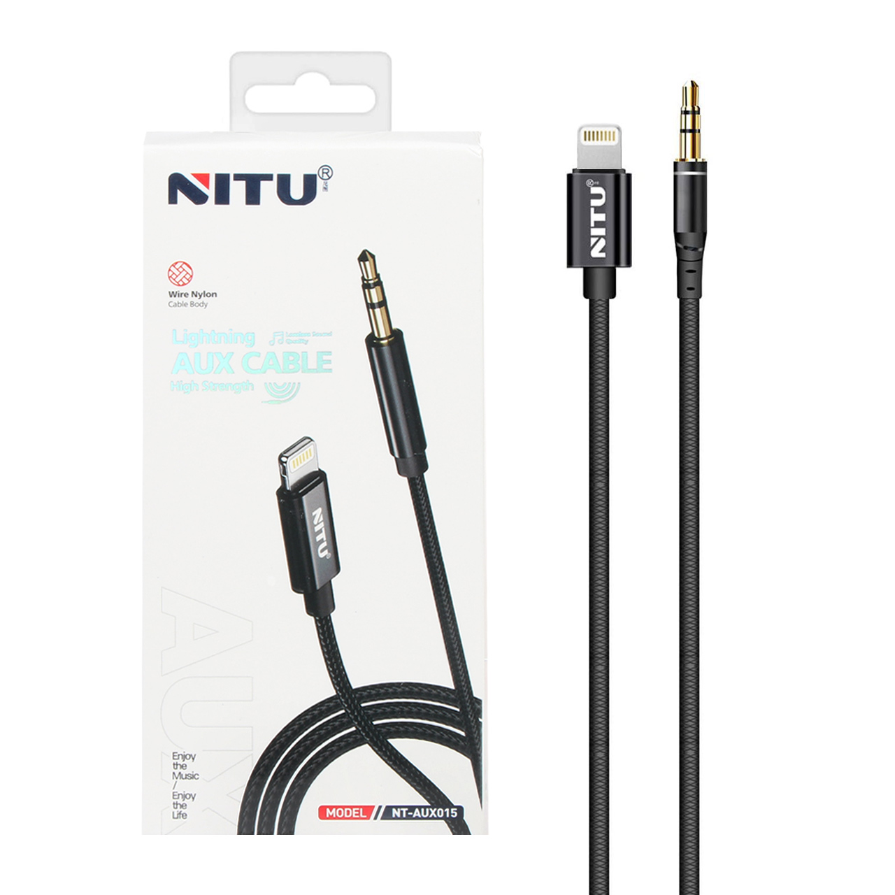 تبدیل NITU AUX TO Lightning مدل AUX015 - مشکی (گارانتی 18 ماه تعویض نیکان همراه)